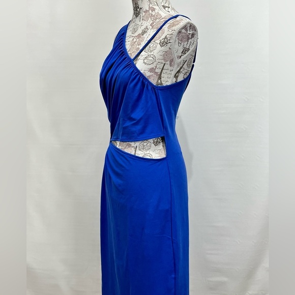 WALTER BAKER Royal blue one shoulder cutout midi dress size L - Picture 6 of 16